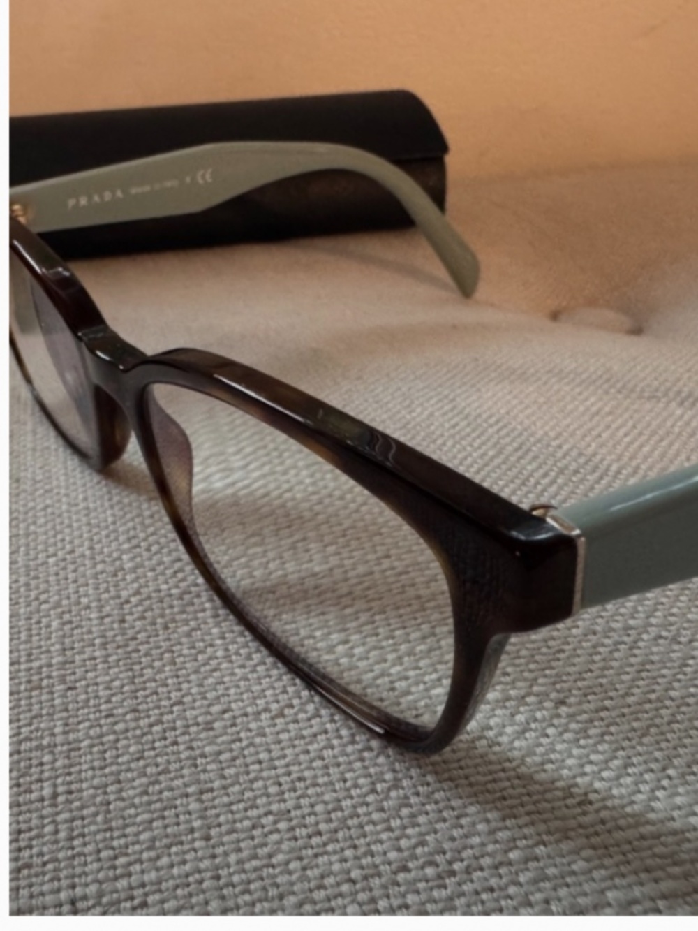 Authentic Prada VPR 18T Eyeglass Frames | Tortoise & Aqua | Made in Italy